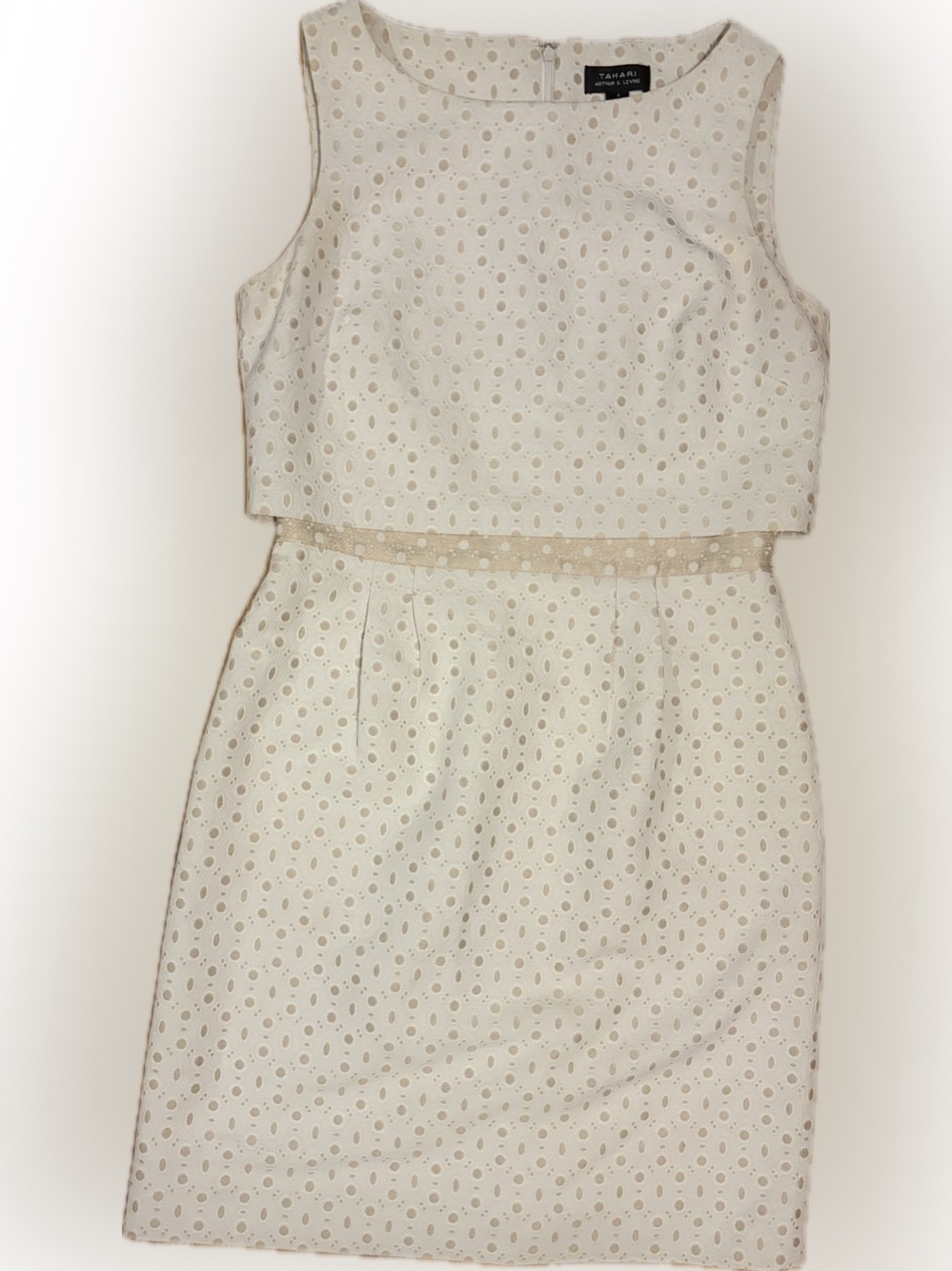 Tahari Cream Eyelet Two-Piece Midi Dress
